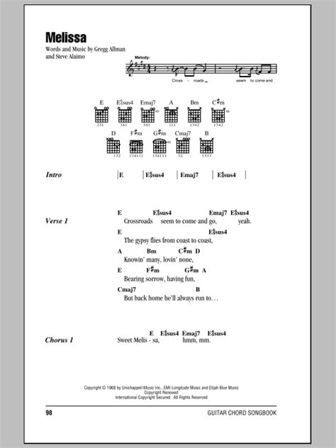 melissa guitar chords